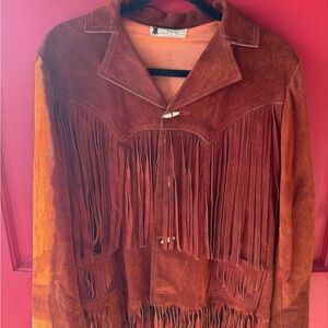 Rust Suede Fringe Leather Jacket
